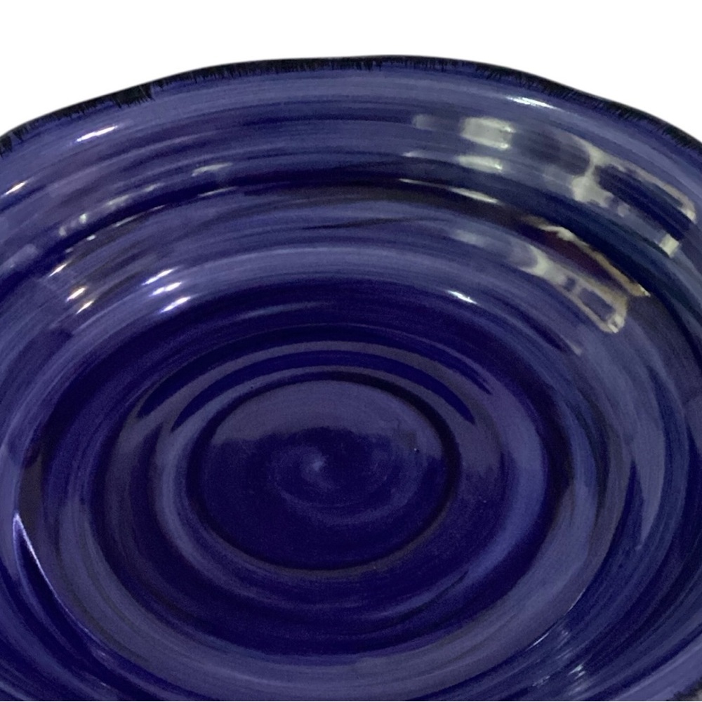 Royal Norfolk Blue Swirl Scalloped Rim Serving Bowl Salad Dishware - Picture 4 of 5